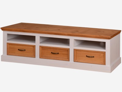Rack para TV de madeira branco lavado e cera | Coleção England